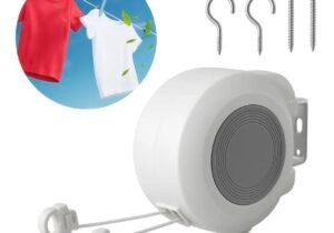 Tendedero retráctil de doble lÃnea diseñado para montaje en pared