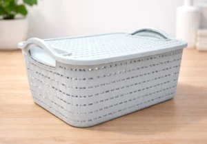 Caja Organizadora Plástico con Tapa color celeste